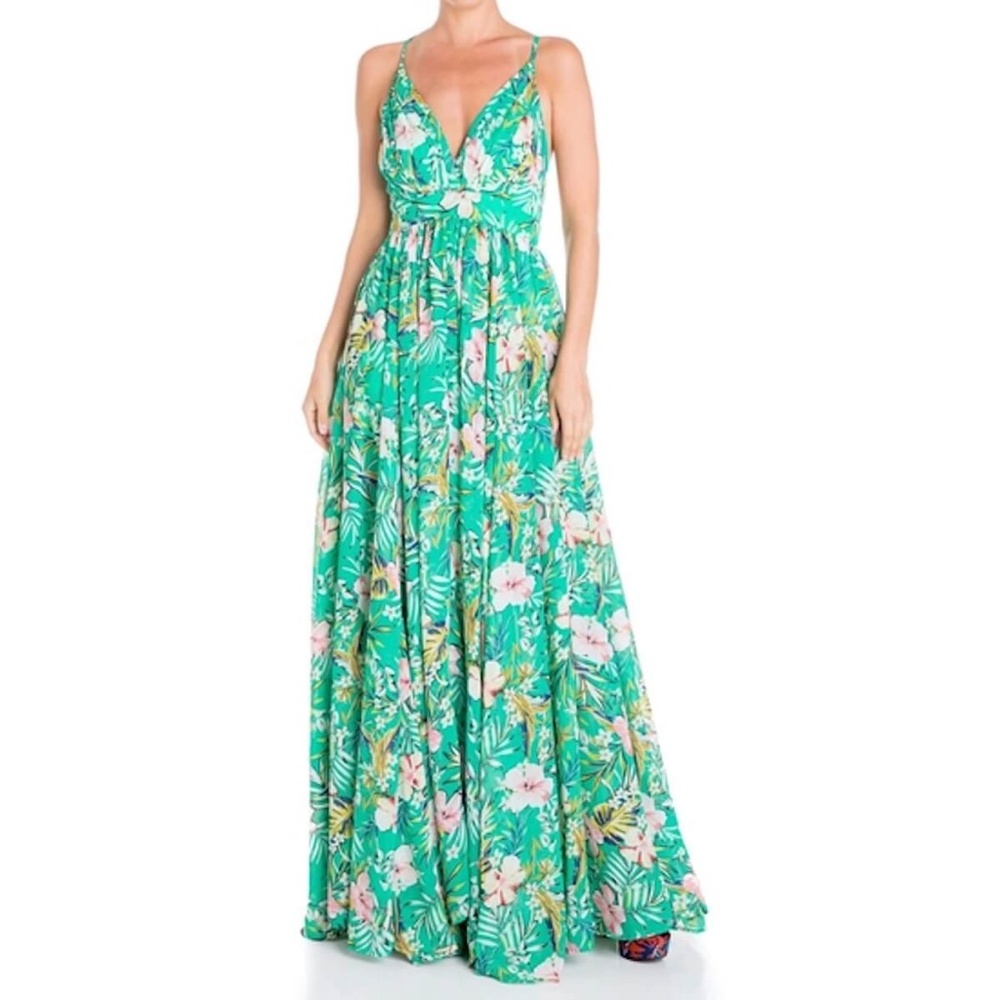 Enchanted Garden Maxi Dress - Garden Hibiscus